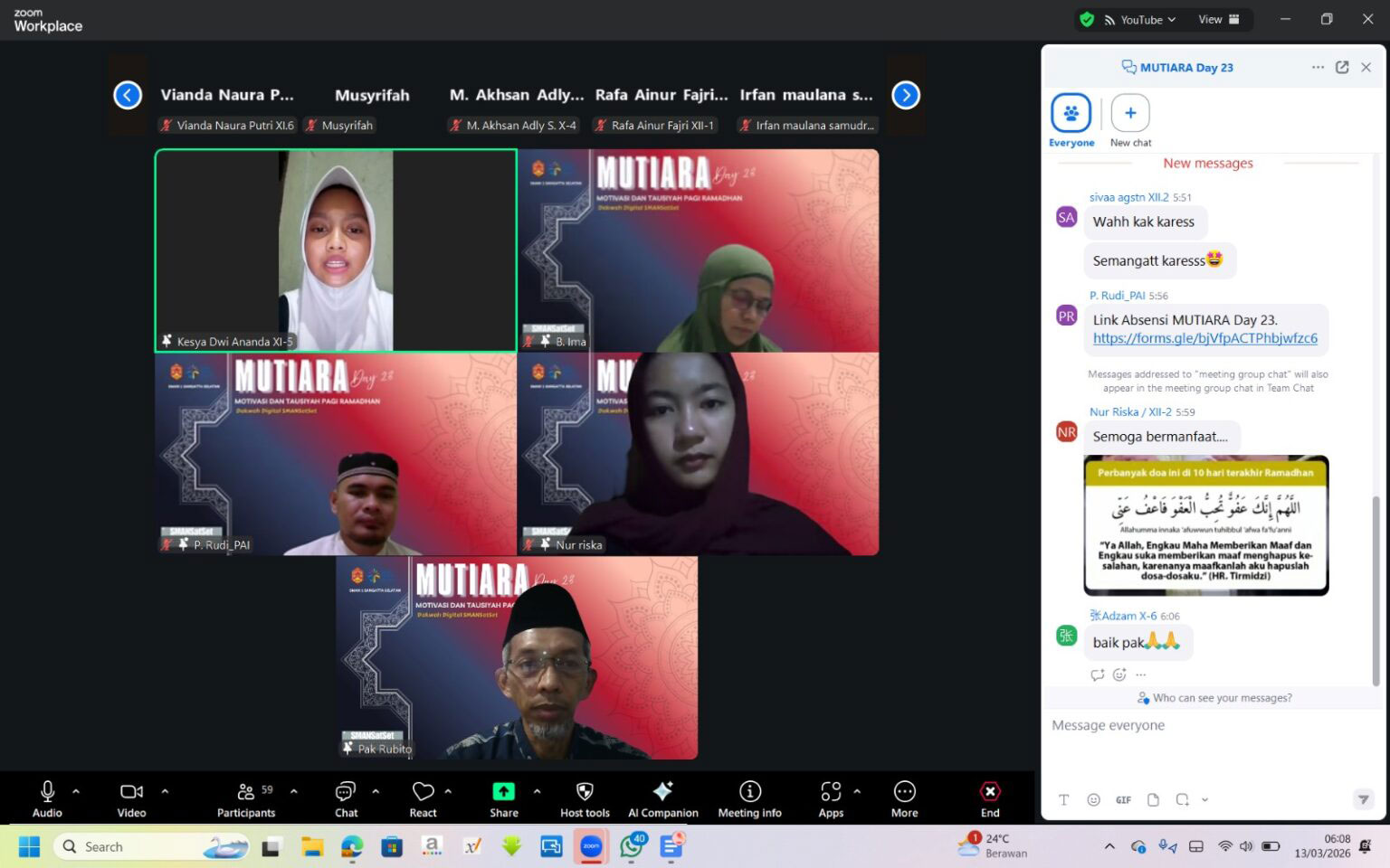 Kegiatan MUTIARA Day 23 – Motivasi dan Tausiyah Pagi Ramadhan