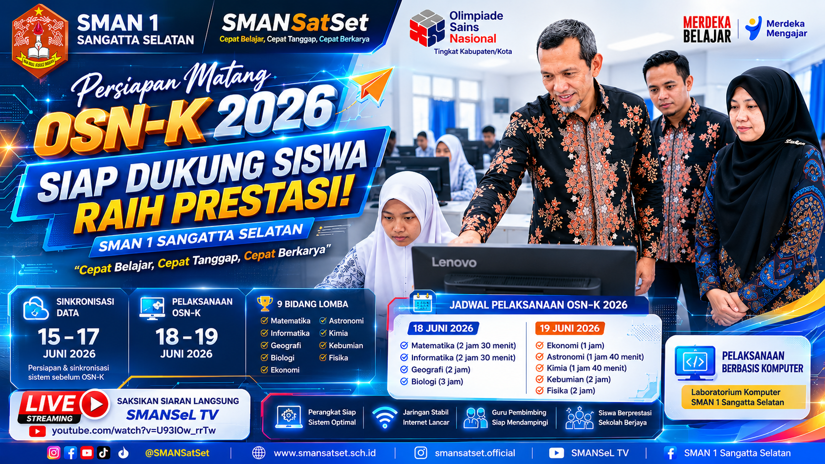 Persiapan pelaksanaan OSN-K 2026 di Laboratorium Komputer SMAN 1 Sangatta Selatan