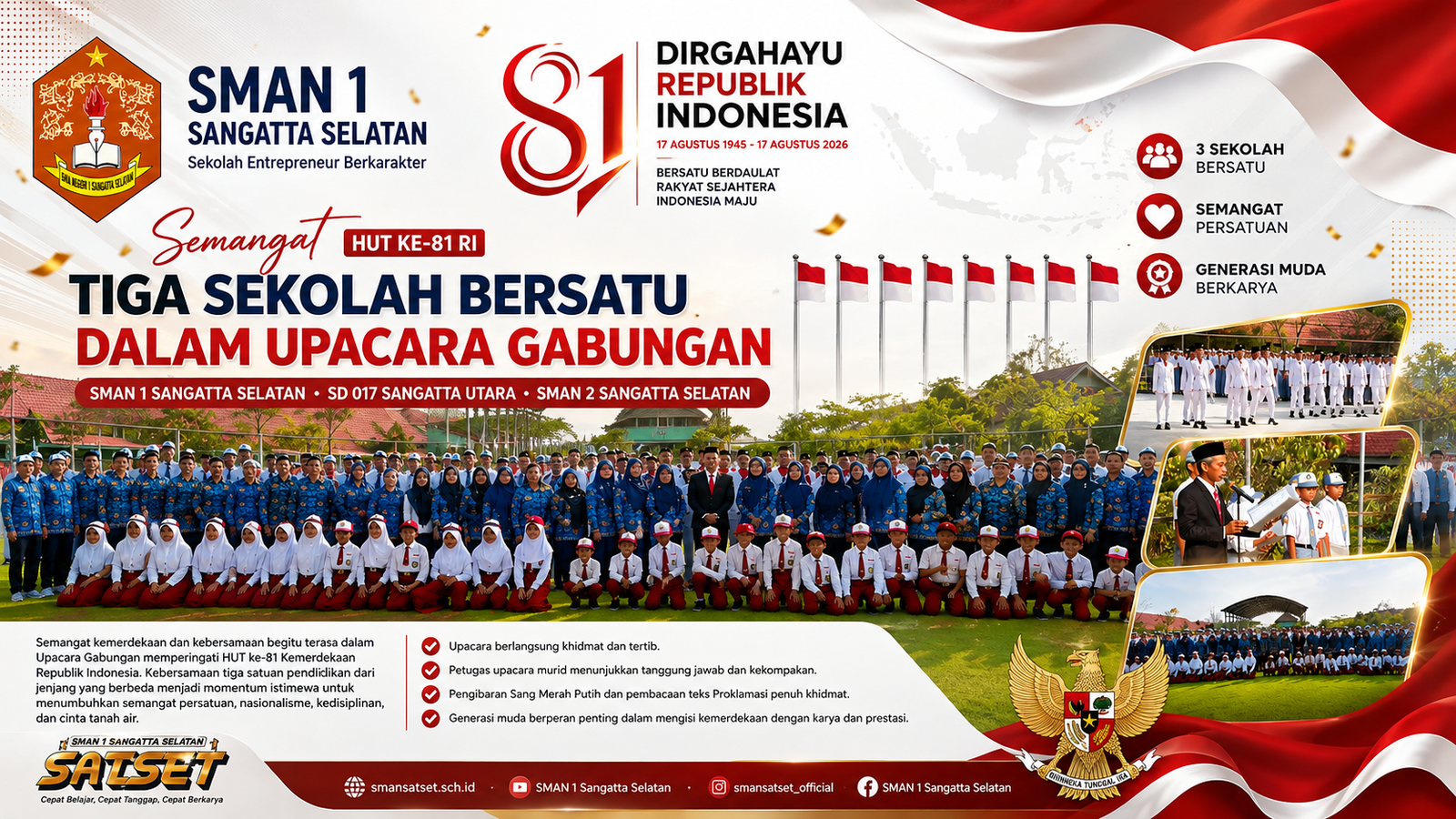 Semangat HUT ke-81 RI, Tiga Sekolah Bersatu dalam Upacara Gabungan