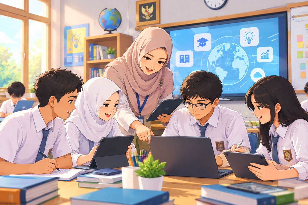 Ilustrasi pendidikan dan pembelajaran di era digital